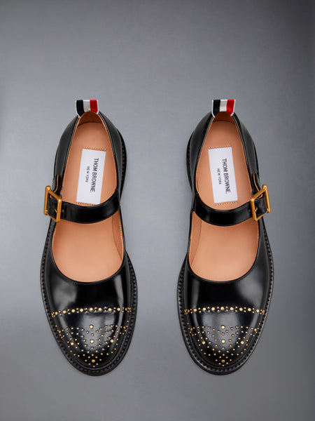SOFT SPAZZOLATO LEATHER STUD THOM JOHN BLACK