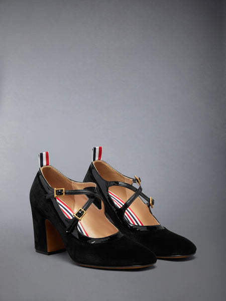 SOFT PATENT CRISS CROSS THOM JOHN HEEL 75MM BLACK