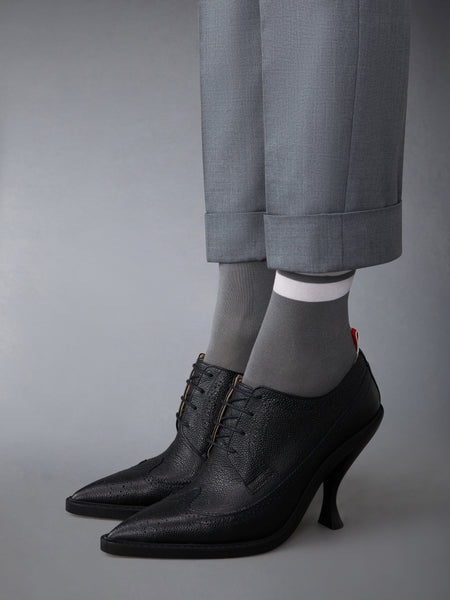 PEBBLE GRAIN LONGWING BROGUE HEEL 105MM BLACK