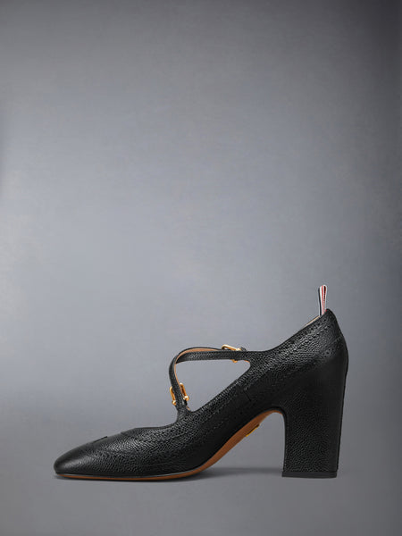 PEBBLE GRAIN CRISS CROSS HEELED THOM JOHN 75MM BLACK