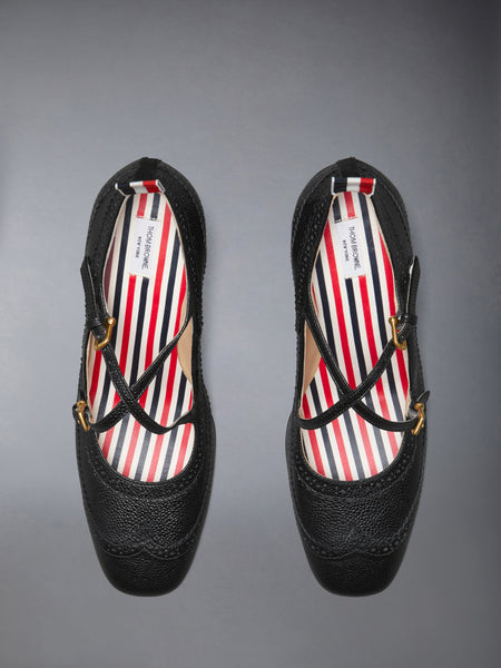 PEBBLE GRAIN CRISS CROSS HEELED THOM JOHN 75MM BLACK