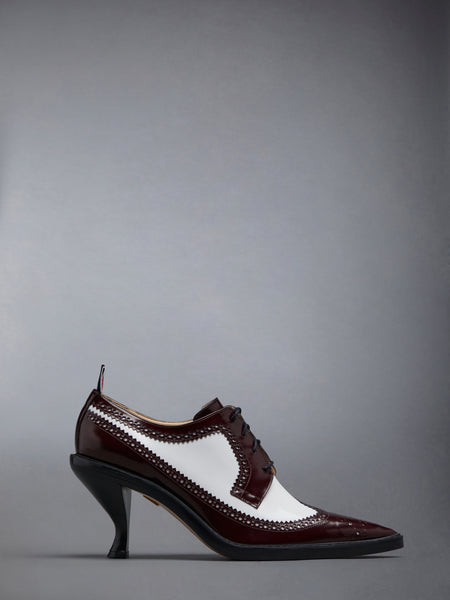 SOFT SPAZZOLATO LONGWING SPECTATOR BROGUE HEEL 75MM BURGUNDY