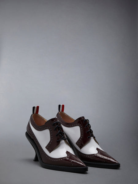 SOFT SPAZZOLATO LONGWING SPECTATOR BROGUE HEEL 75MM BURGUNDY