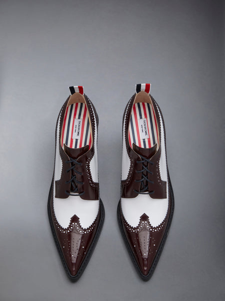 SOFT SPAZZOLATO LONGWING SPECTATOR BROGUE HEEL 75MM BURGUNDY
