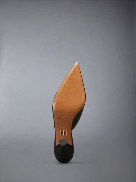 PEBBLE GRAIN CUT OUT PENNY LOAFER MULE BLACK