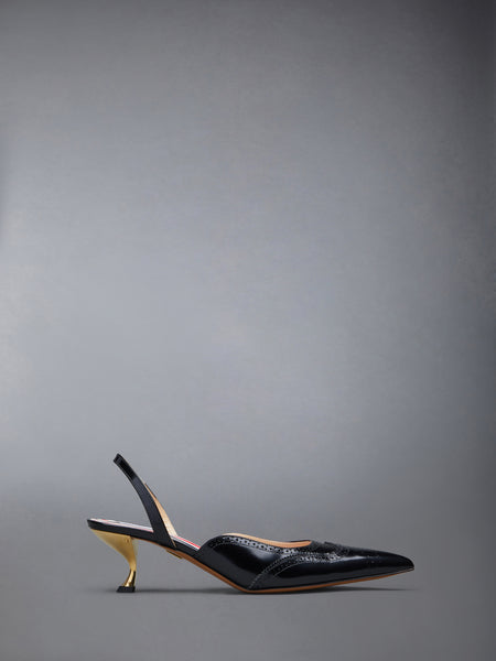 SMOOTH CALF WINGTIP SLINGBACK HEEL 50MM BLACK