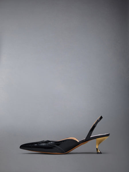 SMOOTH CALF WINGTIP SLINGBACK HEEL 50MM BLACK