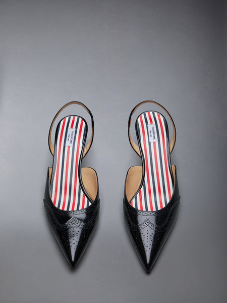 SMOOTH CALF WINGTIP SLINGBACK HEEL 50MM BLACK
