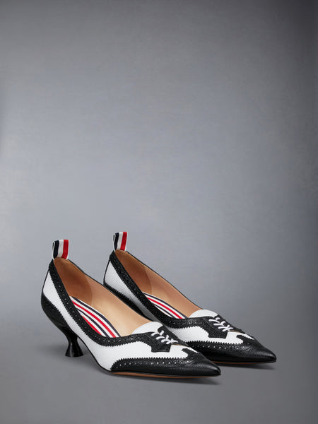 PEBBLE GRAIN WINGTIP PUMP 50MM BLK/WHITE