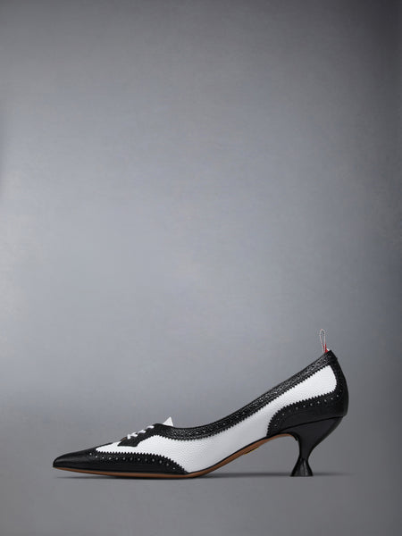 PEBBLE GRAIN WINGTIP PUMP 50MM BLK/WHITE