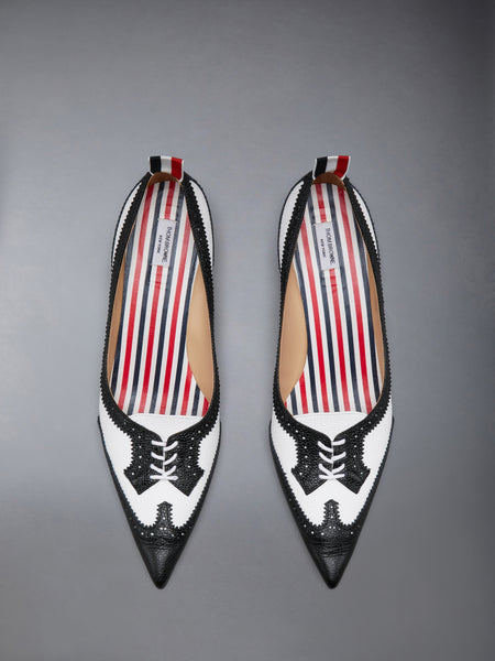 PEBBLE GRAIN WINGTIP PUMP 50MM BLK/WHITE