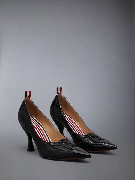 SOFT PATENT WINGTIP PUMP 90MM BLACK