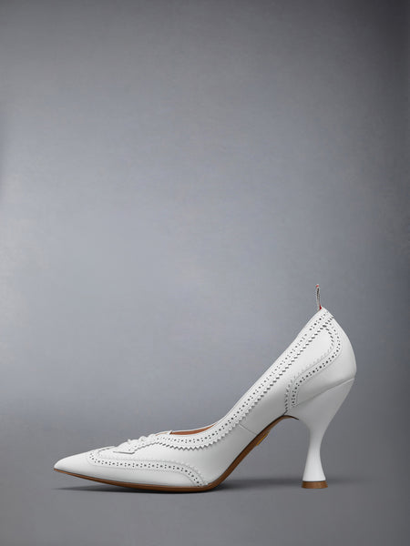 SOFT PATENT WINGTIP PUMP 90MM WHITE