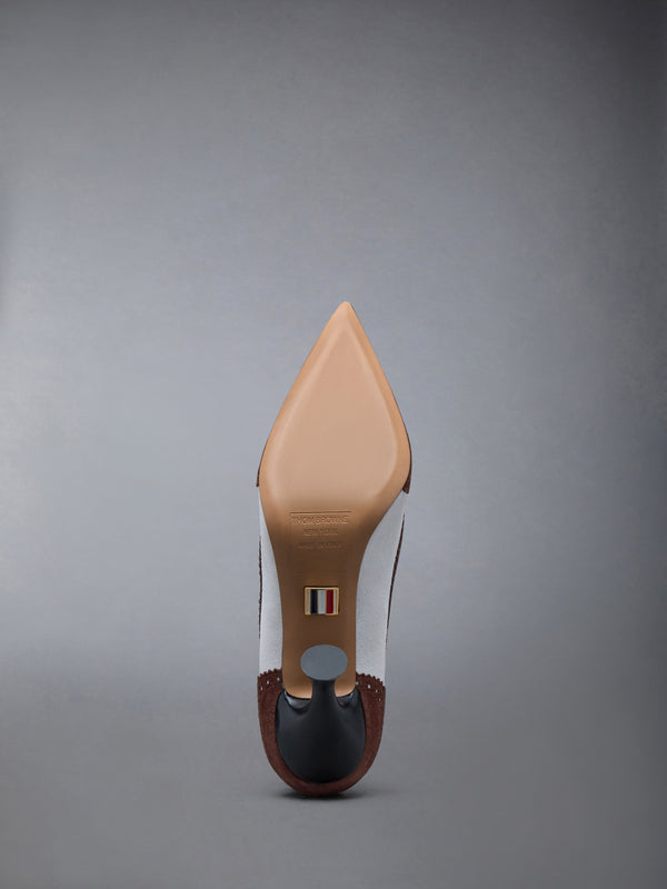CALF SUEDE LOW THROAT WINGTIP PUMP 90MM - image 6