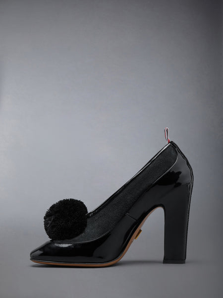 CALF SUEDE POM POM OPERA PUMP 90MM BLACK