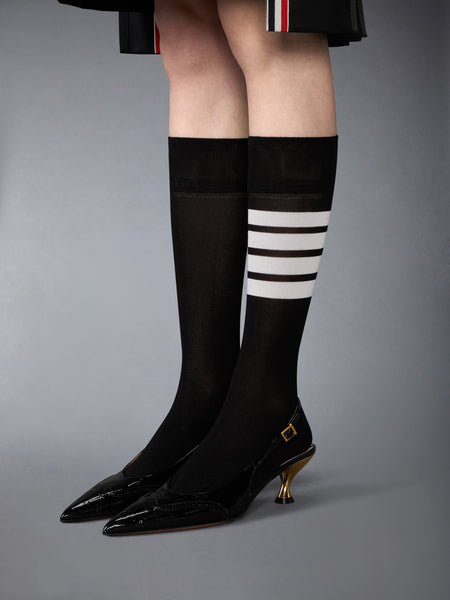 SOFT PATENT WINGTIP SLINGBACK 50MM BLACK