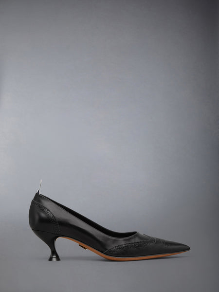 LEATHER WINGTIP PUMP 50MM BLACK