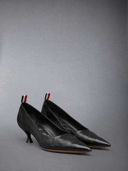 LEATHER WINGTIP PUMP 50MM BLACK