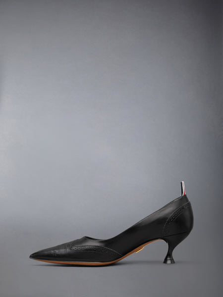 LEATHER WINGTIP PUMP 50MM BLACK