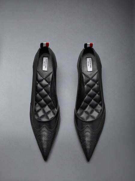 LEATHER WINGTIP PUMP 50MM BLACK