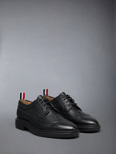PEBBLE GRAIN LIGHTWEIGHT RUBBER SOLE CLASSIC LONGWING BROGUES BLACK