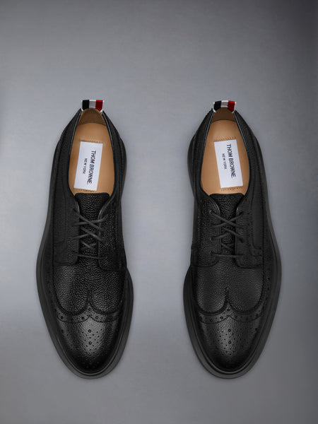 PEBBLE GRAIN LIGHTWEIGHT RUBBER SOLE CLASSIC LONGWING BROGUES BLACK