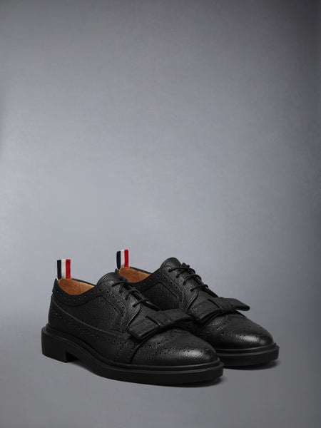 PEBBLE GRAIN LIGHTWEIGHT RUBBER SOLE BOW LONGWING BROGUES BLACK