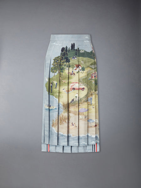 NANTUCKET SCENIC SILK TWILL PLEATED SKIRT シーズナル マルチ