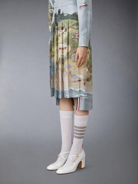 NANTUCKET SCENIC SILK TWILL PLEATED SKIRT シーズナル マルチ