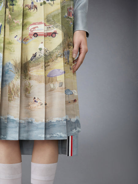 NANTUCKET SCENIC SILK TWILL PLEATED SKIRT シーズナル マルチ