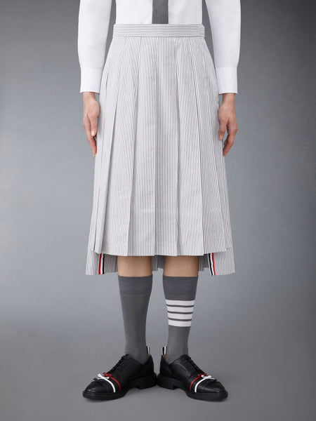 SEERSUCKER PLEATED SKIRT MED GREY
