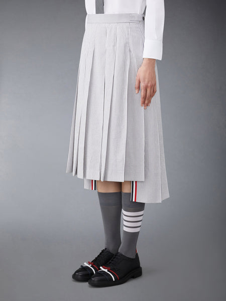 SEERSUCKER PLEATED SKIRT MED GREY