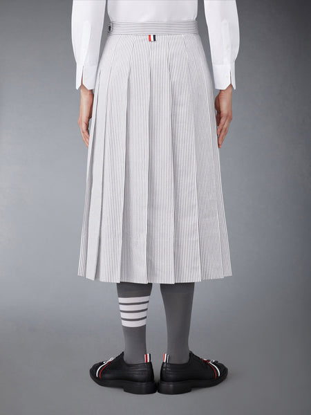 SEERSUCKER PLEATED SKIRT MED GREY