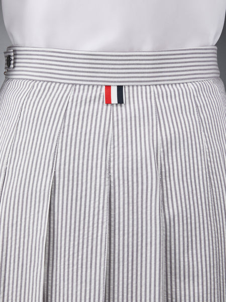 SEERSUCKER PLEATED SKIRT MED GREY