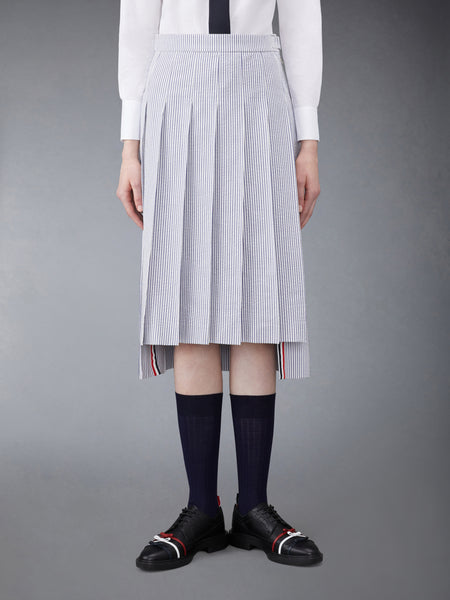 SEERSUCKER PLEATED SKIRT NAVY