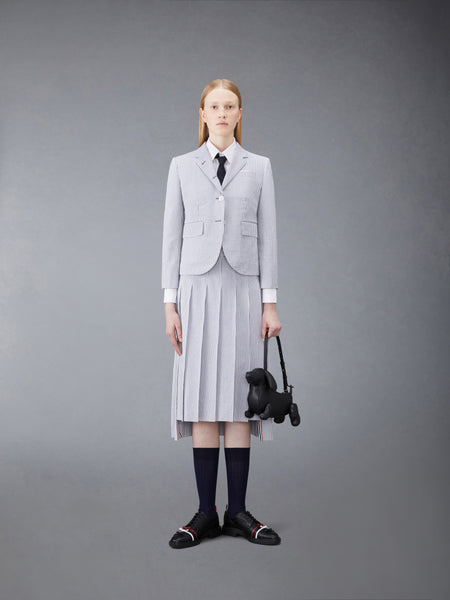 SEERSUCKER PLEATED SKIRT NAVY