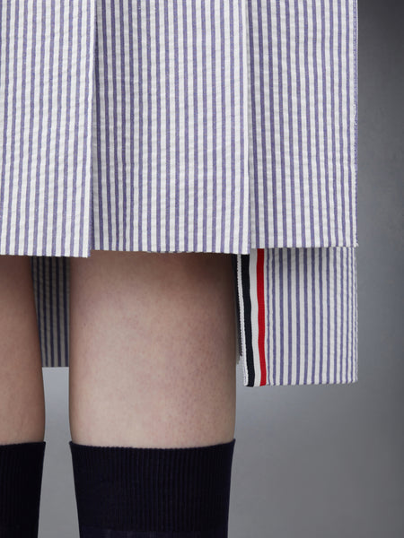 SEERSUCKER PLEATED SKIRT NAVY