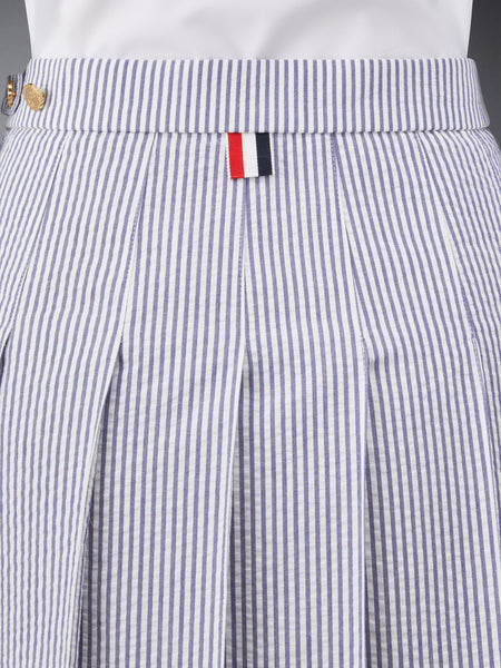 SEERSUCKER PLEATED SKIRT NAVY