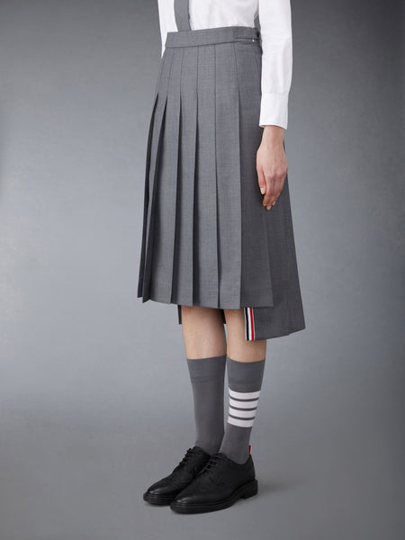 SUPER 120'S TWILL PLEATED SKIRT MED GREY
