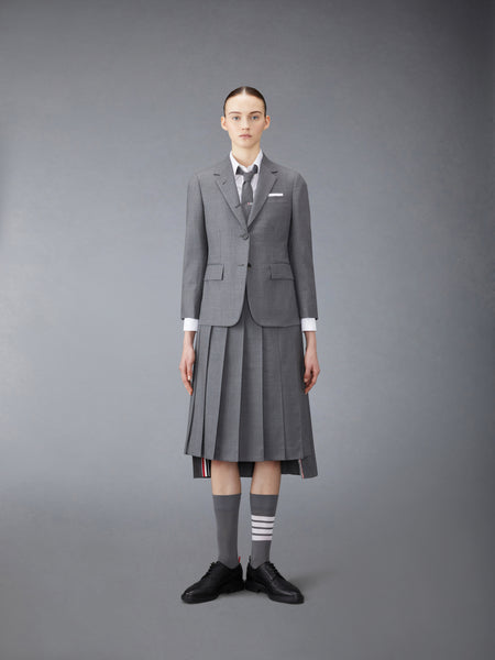 SUPER 120'S TWILL PLEATED SKIRT MED GREY