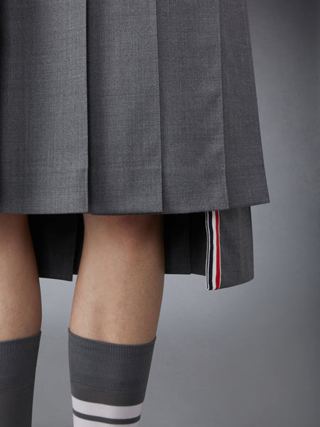 SUPER 120'S TWILL PLEATED SKIRT MED GREY