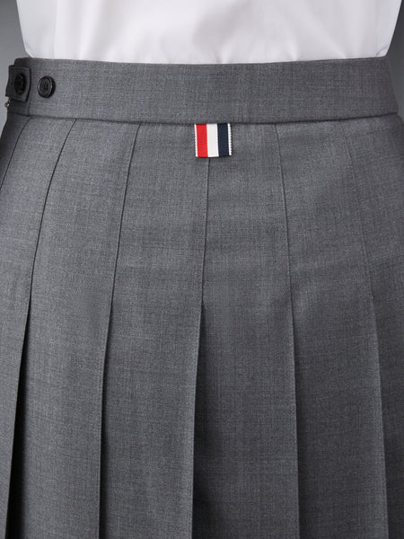 SUPER 120'S TWILL PLEATED SKIRT MED GREY