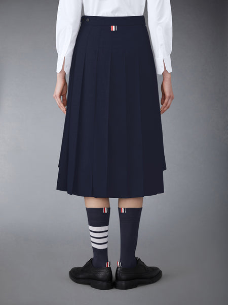 SUPER 120'S TWILL PLEATED SKIRT NAVY
