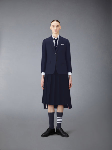 SUPER 120'S TWILL PLEATED SKIRT NAVY