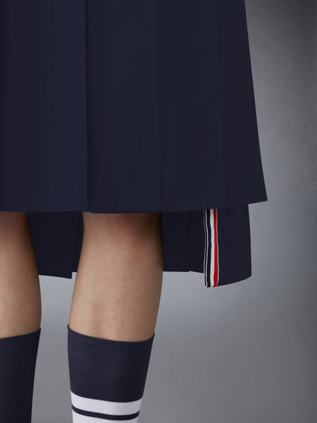 SUPER 120'S TWILL PLEATED SKIRT NAVY