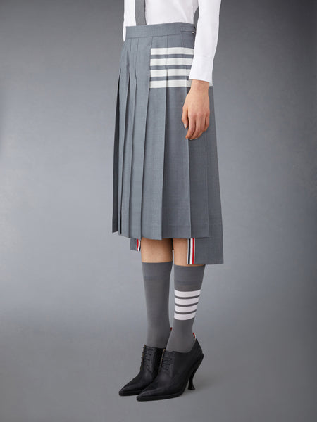 PLAIN WEAVE 4-BAR PLEATED SKIRT MED GREY