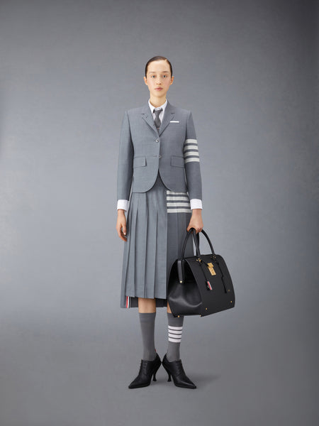 PLAIN WEAVE 4-BAR PLEATED SKIRT MED GREY
