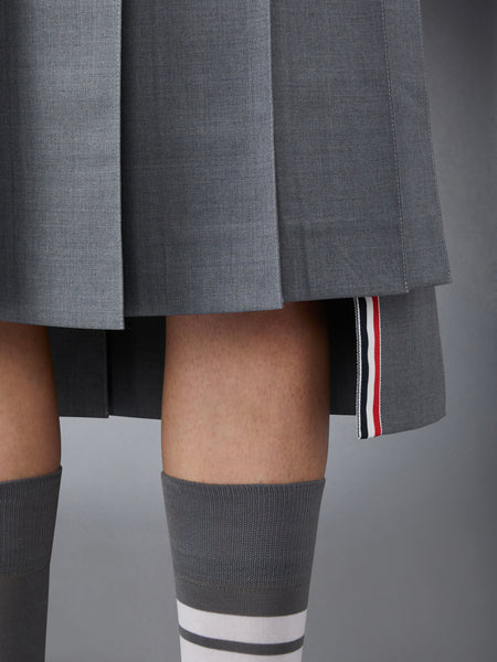 PLAIN WEAVE 4-BAR PLEATED SKIRT MED GREY