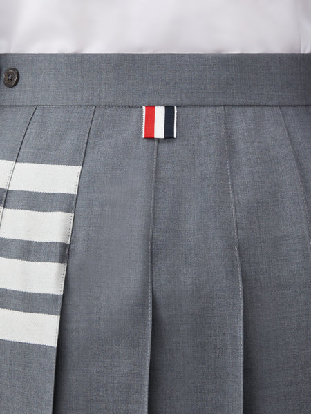 PLAIN WEAVE 4-BAR PLEATED SKIRT MED GREY
