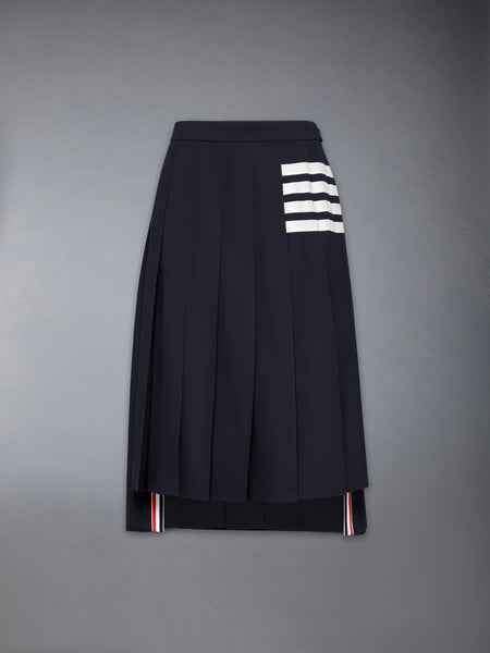PLAIN WEAVE 4-BAR PLEATED SKIRT NAVY